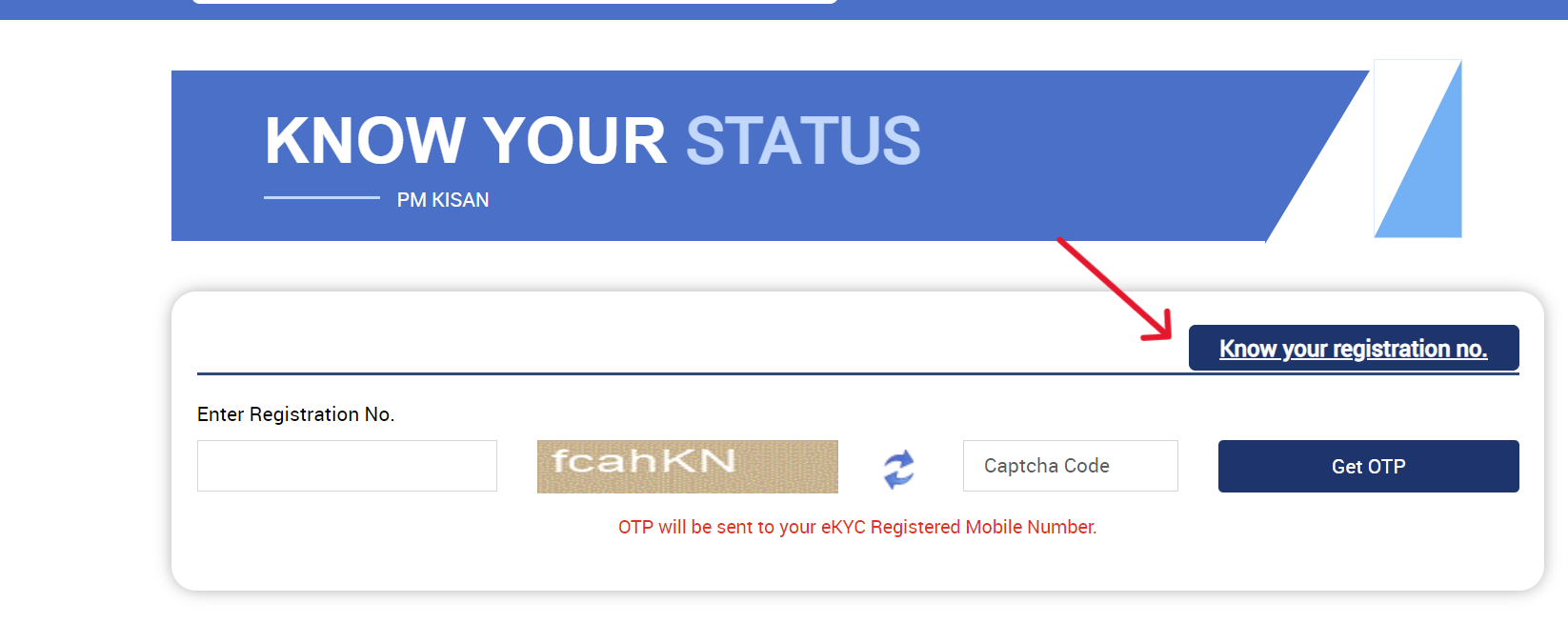 Find PM Kisan Registration Number - Step 2