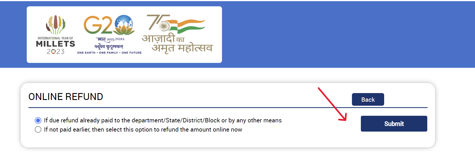 PM Kisan Online Refund - Step 2